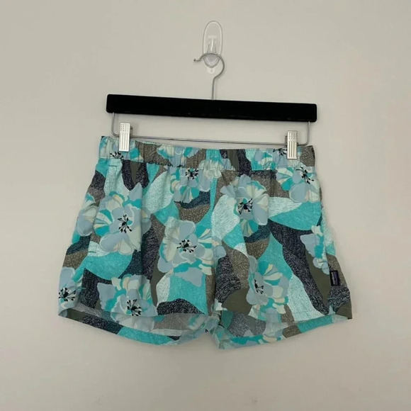 Patagonia Barely Baggies Shorts 2.5" Hibiscus Howling Turquoise Size Medium - Picture 1 of 6